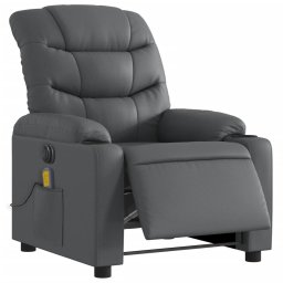 vidaXL Massagestoel verstelbaar elektrisch kunstleer grijs