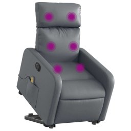 vidaXL Sta-op-massagestoel elektrisch kunstleer grijs