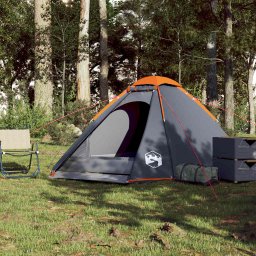 vidaXL Koepeltent 4-persoons waterdicht grijs en oranje