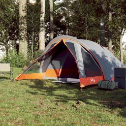 vidaXL Tent 4-persoons waterdicht grijs en oranje
