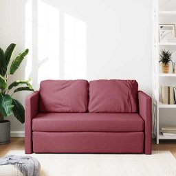 vidaXL Slaapbank vloermodel 2-in-1 112x174x55 cm stof wijnrood