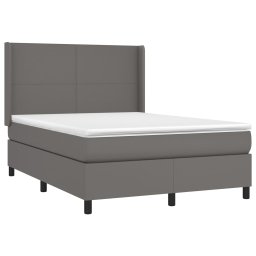 vidaXL Boxspring met matras kunstleer grijs 140x200 cm