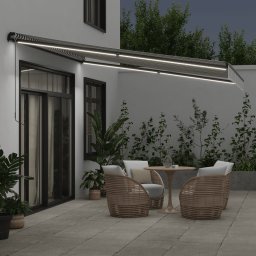 vidaXL Handmatig knikarmscherm met solar LED 4 x 3,5 m