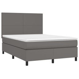 vidaXL Boxspring met matras en LED kunstleer grijs 140x200 cm