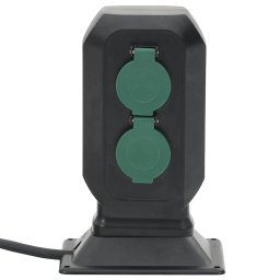 vidaXL Tuinstopcontact en grondpin 4-wegs 15,5x11x24 cm zwart en groen