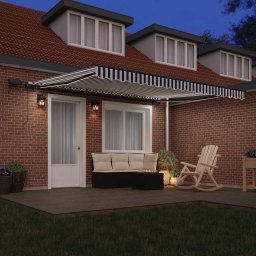 vidaXL Handmatig knikarmscherm met solar LED 4 x 3 m