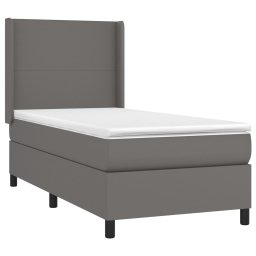 vidaXL Boxspring met matras kunstleer grijs 90x190 cm
