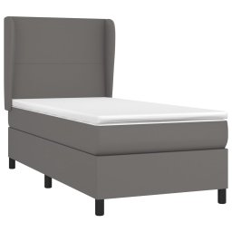 vidaXL Boxspring met matras kunstleer grijs 90x200 cm