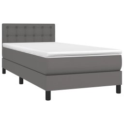 vidaXL Boxspring met matras en LED kunstleer grijs 90x200 cm