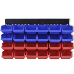 vidaXL Gereedschapsordeners wandgemonteerd blauw en rood 2 st