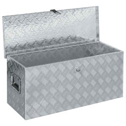 vidaXL Opbergkist 90,5x35x40 cm aluminium zilverkleurig