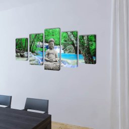 vidaXL Canvas muurdruk set buddha 200 x 100 cm