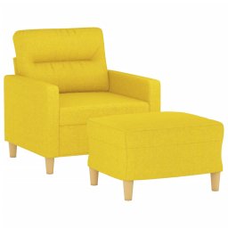 vidaXL Fauteuil met voetenbank 60 cm stof lichtgeel