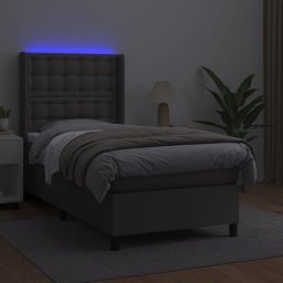 vidaXL Boxspring met matras en LED kunstleer grijs 100x200 cm