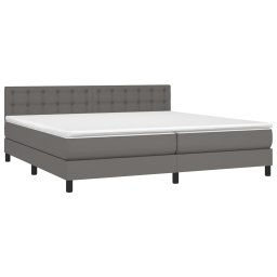 vidaXL Boxspring met matras kunstleer grijs 200x200 cm