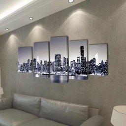 vidaXL Canvas muurdruk set monochroom New York skyline 100 x 50 cm