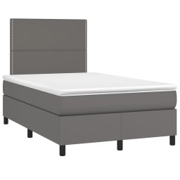 vidaXL Boxspring met matras kunstleer grijs 120x200 cm