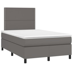 vidaXL Boxspring met matras en LED kunstleer grijs 120x200 cm
