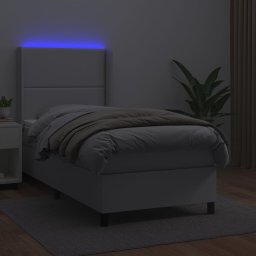 vidaXL Boxspring met matras en LED kunstleer wit 100x200 cm