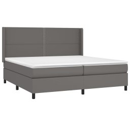 vidaXL Boxspring met matras kunstleer grijs 200x200 cm