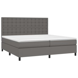 vidaXL Boxspring met matras kunstleer grijs 200x200 cm