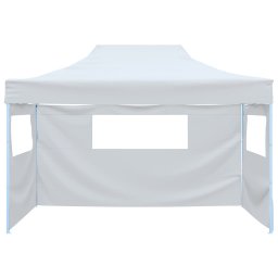vidaXL Partytent met 3 zijwanden inklapbaar 291x413x315 cm wit