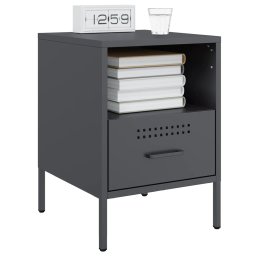 vidaXL Nachtkastjes 2 st 36x39x50,5 cm staal antracietkleurig