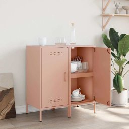 vidaXL Dressoirs 2 st 36x39x79 cm staal roze