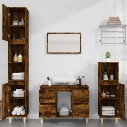 vidaXL Wastafelkast 80x33x60 cm bewerkt hout gerookt eikenkleurig