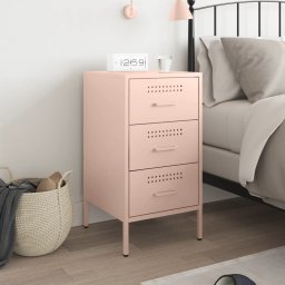 vidaXL Nachtkastje 36x39x68 cm staal roze