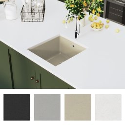 vidaXL Gootsteen enkele bak graniet beige