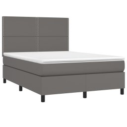 vidaXL Boxspring met matras kunstleer grijs 140x200 cm