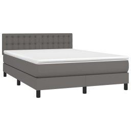 vidaXL Boxspring met matras kunstleer grijs 140x200 cm