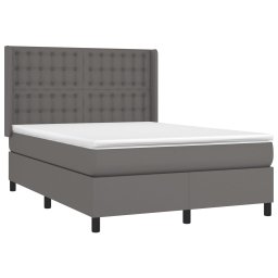 vidaXL Boxspring met matras kunstleer grijs 140x200 cm