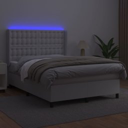 vidaXL Boxspring met matras en LED kunstleer zwart 140x190 cm