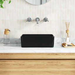 vidaXL Wastafel 40x30x13 cm keramiek zwart