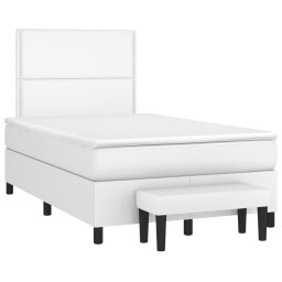 vidaXL Boxspring met matras kunstleer wit 120x200 cm