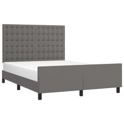 vidaXL Bedframe met hoofdbord kunstleer grijs 140x190 cm