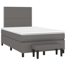 vidaXL Boxspring met matras kunstleer grijs 120x200 cm
