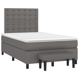 vidaXL Boxspring met matras kunstleer grijs 120x200 cm