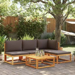vidaXL Tuinbank zonder armleuningen met kussens acaciahout & rotan