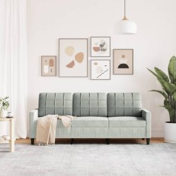 vidaXL Driezitsbank 180 cm fluweel lichtgrijs