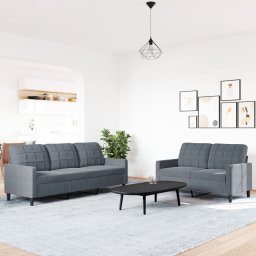 vidaXL 2-delige Loungeset met kussens fluweel donkergrijs