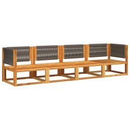 vidaXL 4-delige tuinbankset met kussens acaciahout & touw