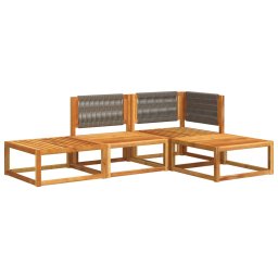 vidaXL 4-delige tuinbankset met kussens acaciahout & touw