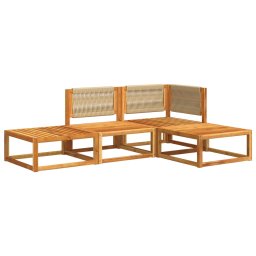 vidaXL 4-delige tuinbankset met kussens acaciahout & touw
