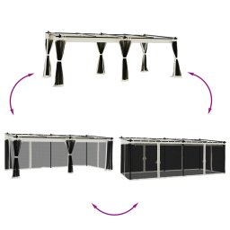 vidaXL Prieel met zijwanden van gaas 6x3 m staal crèmekleurig