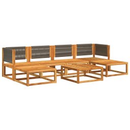 vidaXL 7-delige tuinbankset met kussens acaciahout & touw