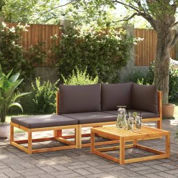 vidaXL Tuinbank met kussens 2-zits acaciahout & touw