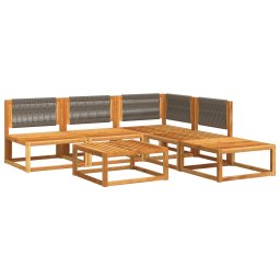 vidaXL 6-delige tuinbankset met kussens acaciahout & touw